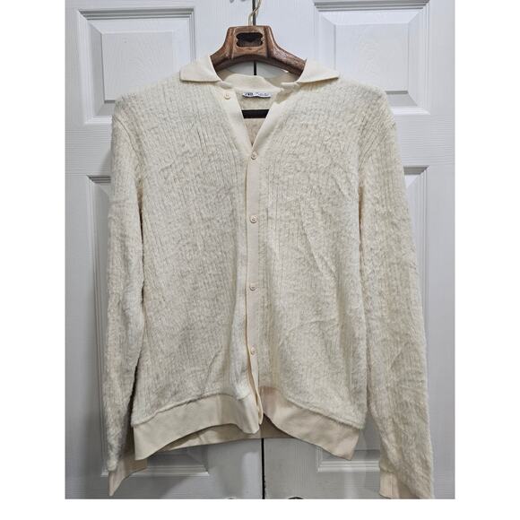 ZARA Men SIZE Large Off White Cardigan - Picture 1 of 2
